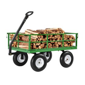 Vevor 1200 Lbs Steel Garden Cart,Heavy Duty Pullable Garden Wagon Yard Cart,2 in 1 Outdoor Metal Utility Wagon Yard Trailer with 13" All Terrain